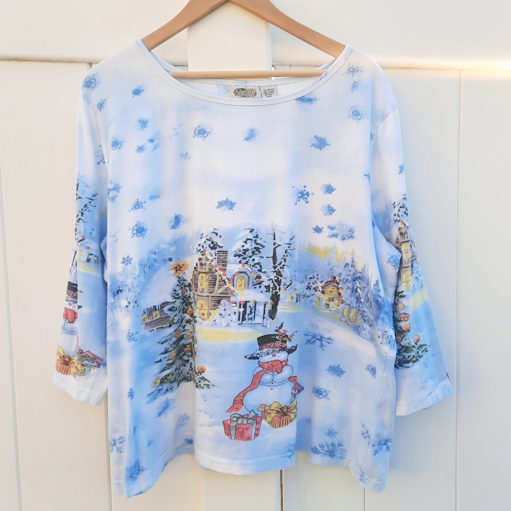 Collections Etc. Y2K Inspired Snowman Christmas T-Shirt | Size XXL